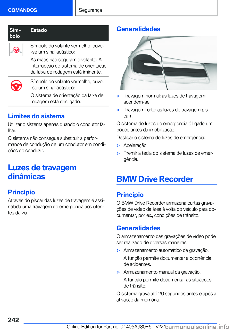 BMW 5 SERIES 2022  Manual do condutor (in Portuguese) �S�