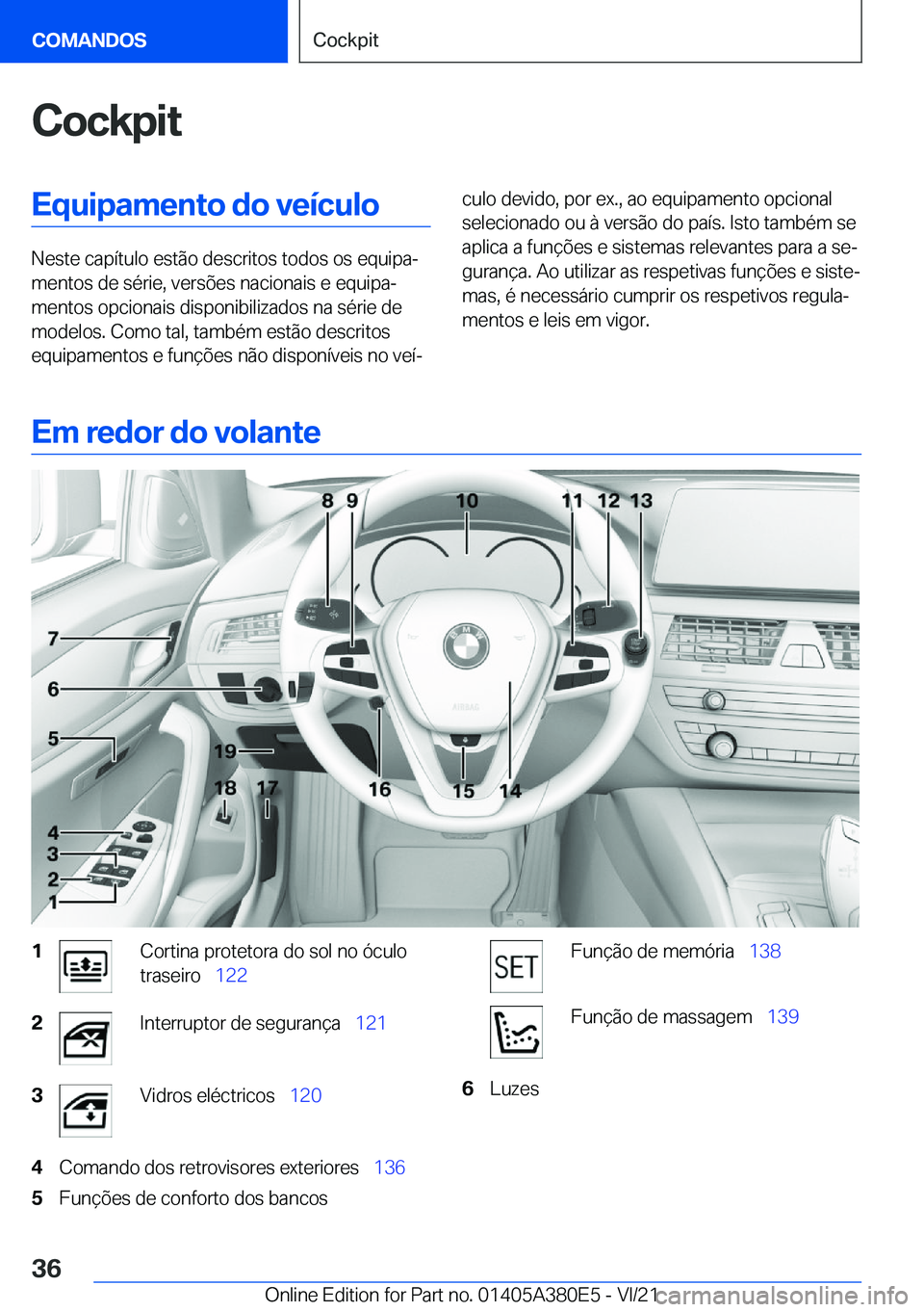BMW 5 SERIES 2022  Manual do condutor (in Portuguese) �C�o�c�k�p�i�t�E�q�u�i�p�a�m�e�n�t�o��d�o��v�e�
