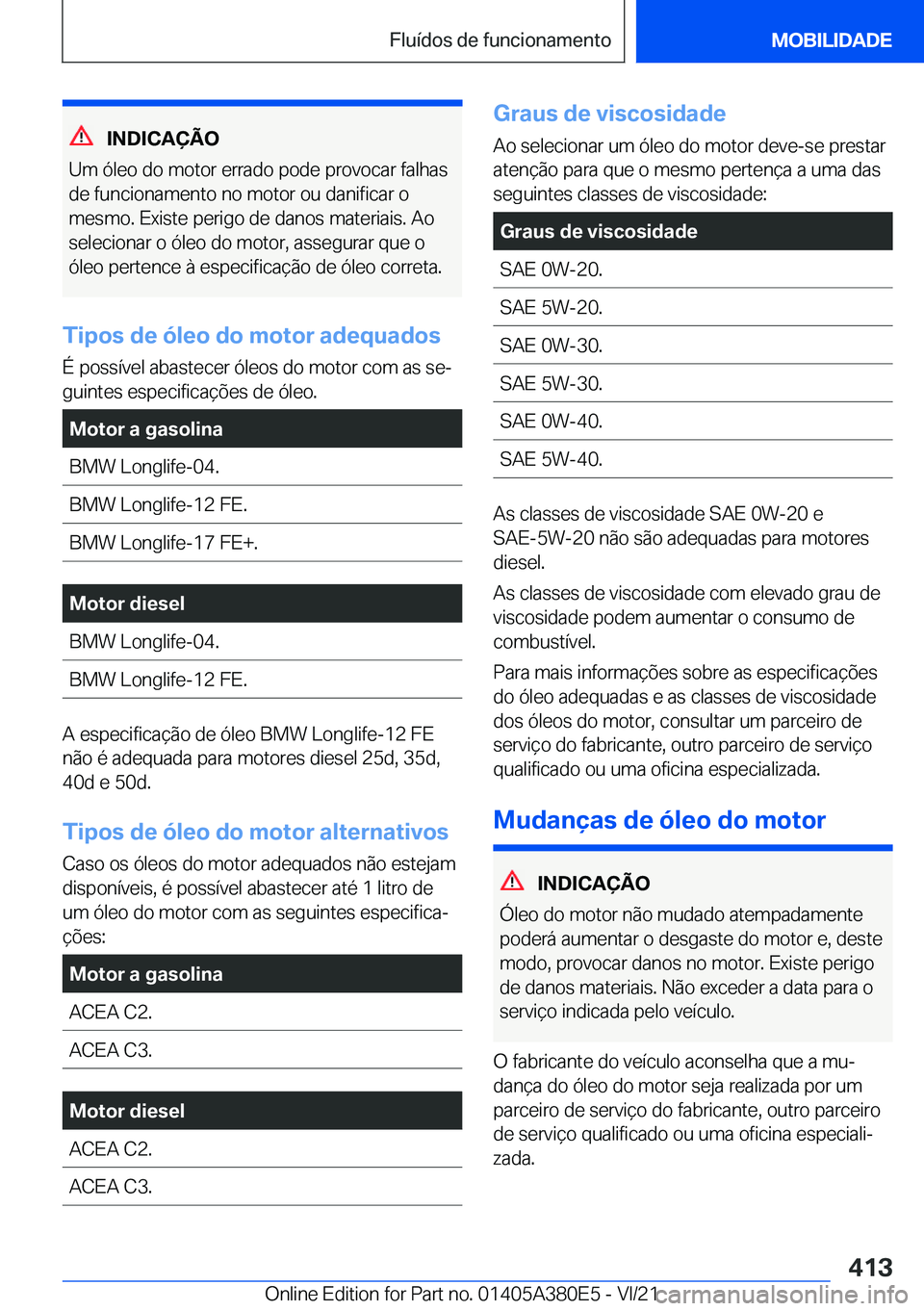 BMW 5 SERIES 2022  Manual do condutor (in Portuguese) �I�N�D�I�C�A�