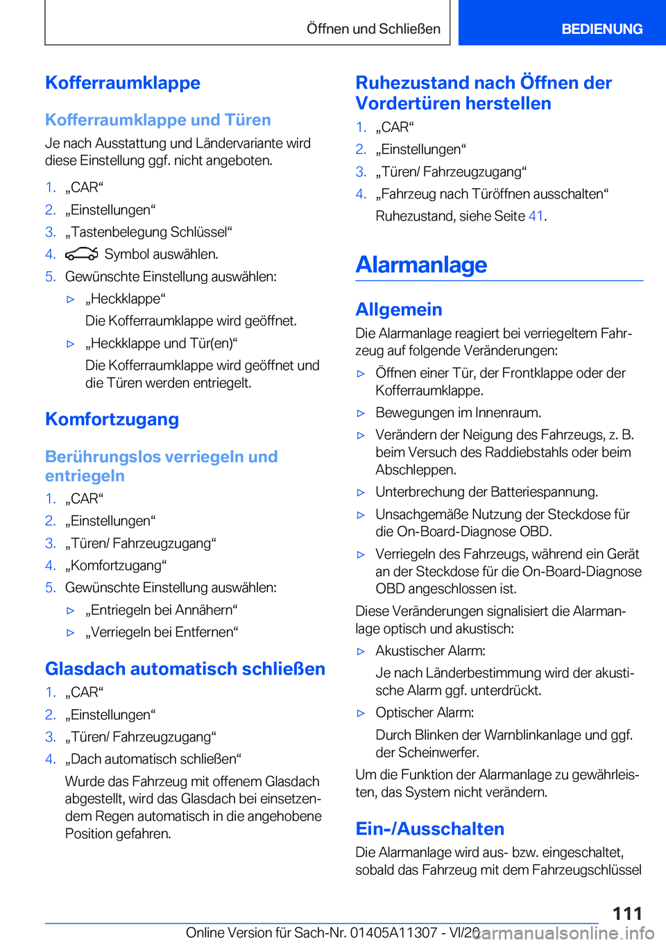 BMW 5 SERIES 2021  Betriebsanleitungen (in German) �K�o�f�f�e�r�r�a�u�m�k�l�a�p�p�e�K�o�f�f�e�r�r�a�u�m�k�l�a�p�p�e��u�n�d��T�
