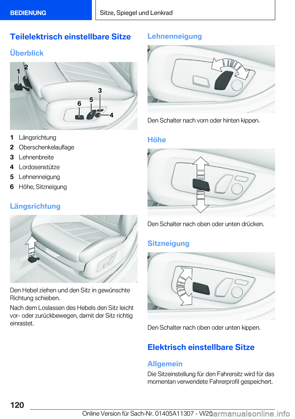 BMW 5 SERIES 2021  Betriebsanleitungen (in German) �T�e�i�l�e�l�e�k�t�r�i�s�c�h��e�i�n�s�t�e�l�l�b�a�r�e��S�i�t�z�e�