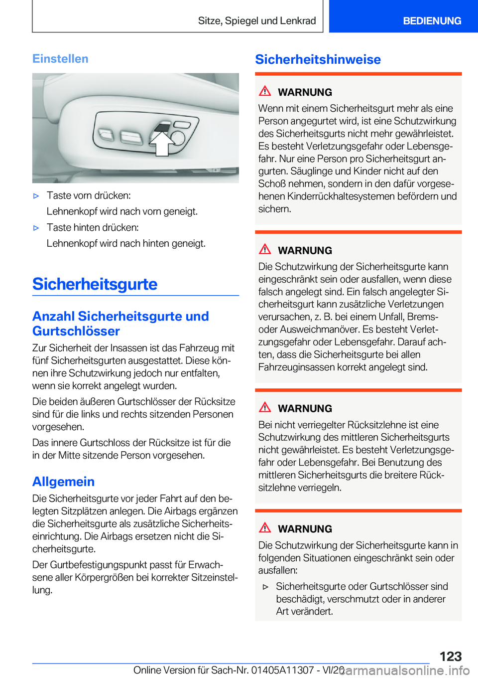 BMW 5 SERIES 2021  Betriebsanleitungen (in German) �E�i�n�s�t�e�l�l�e�nx�T�a�s�t�e��v�o�r�n��d�r�