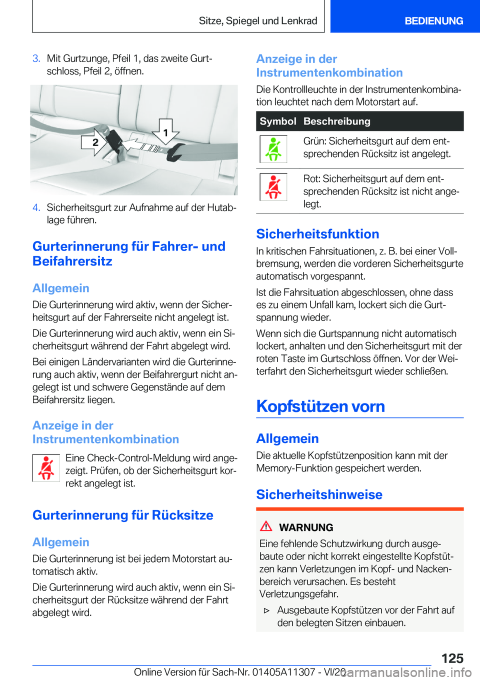 BMW 5 SERIES 2021  Betriebsanleitungen (in German) �3�.�M�i�t��G�u�r�t�z�u�n�g�e�,��P�f�e�i�l��1�,��d�a�s��z�w�e�i�t�e��G�u�r�tj�s�c�h�l�o�s�s�,��P�f�e�i�l��2�,��
