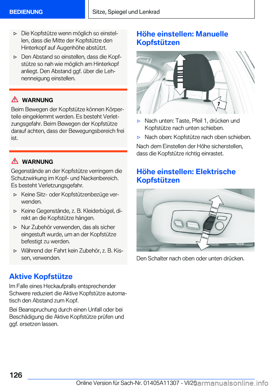 BMW 5 SERIES 2021  Betriebsanleitungen (in German) x�D�i�e��K�o�p�f�s�t�