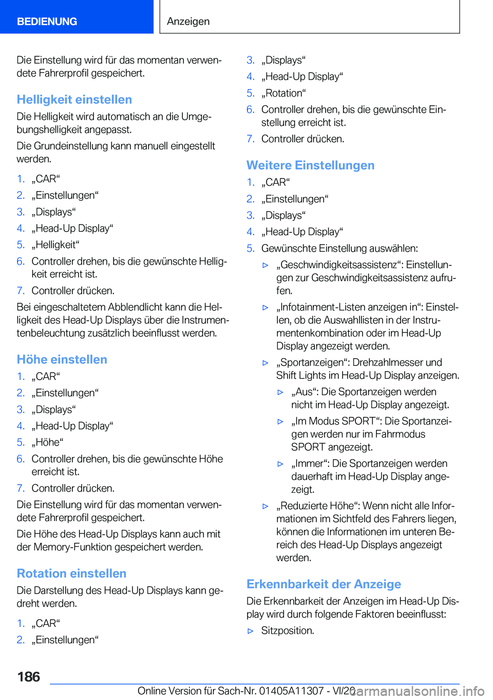 BMW 5 SERIES 2021  Betriebsanleitungen (in German) �D�i�e��E�i�n�s�t�e�l�l�u�n�g��w�i�r�d��f�