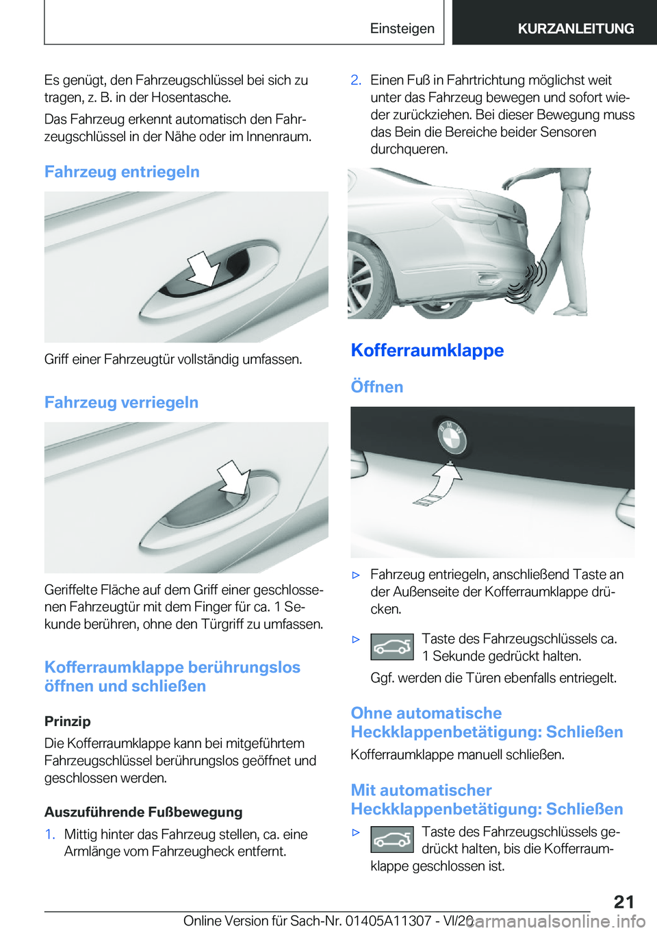 BMW 5 SERIES 2021  Betriebsanleitungen (in German) �E�s��g�e�n�