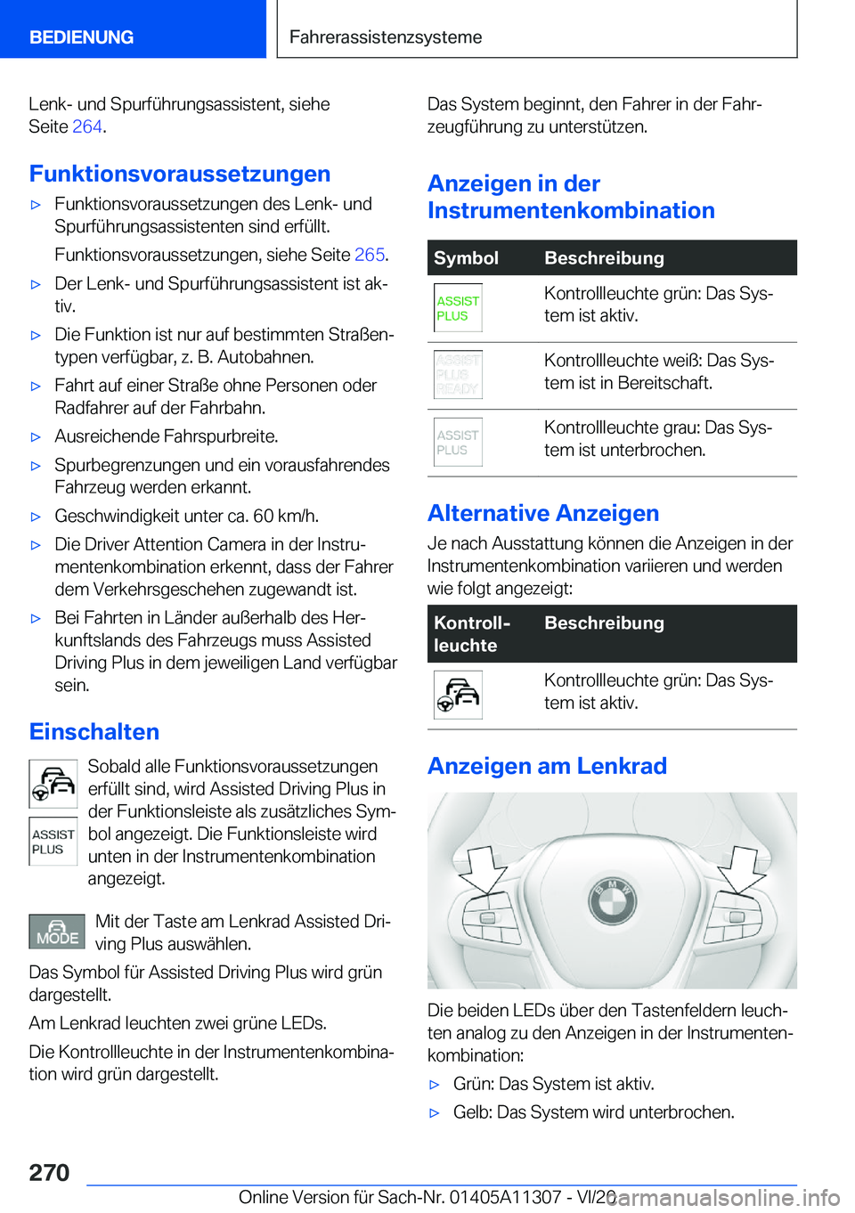 BMW 5 SERIES 2021  Betriebsanleitungen (in German) �L�e�n�k�-��u�n�d��S�p�u�r�f�
