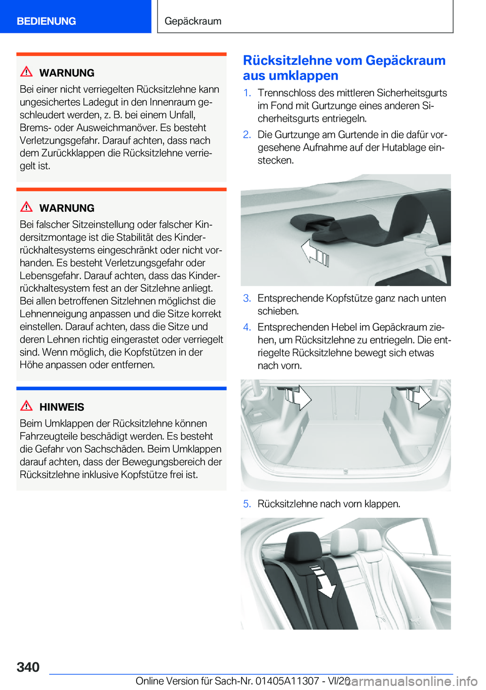 BMW 5 SERIES 2021  Betriebsanleitungen (in German) �W�A�R�N�U�N�G
�B�e�i��e�i�n�e�r��n�i�c�h�t��v�e�r�r�i�e�g�e�l�t�e�n��R�