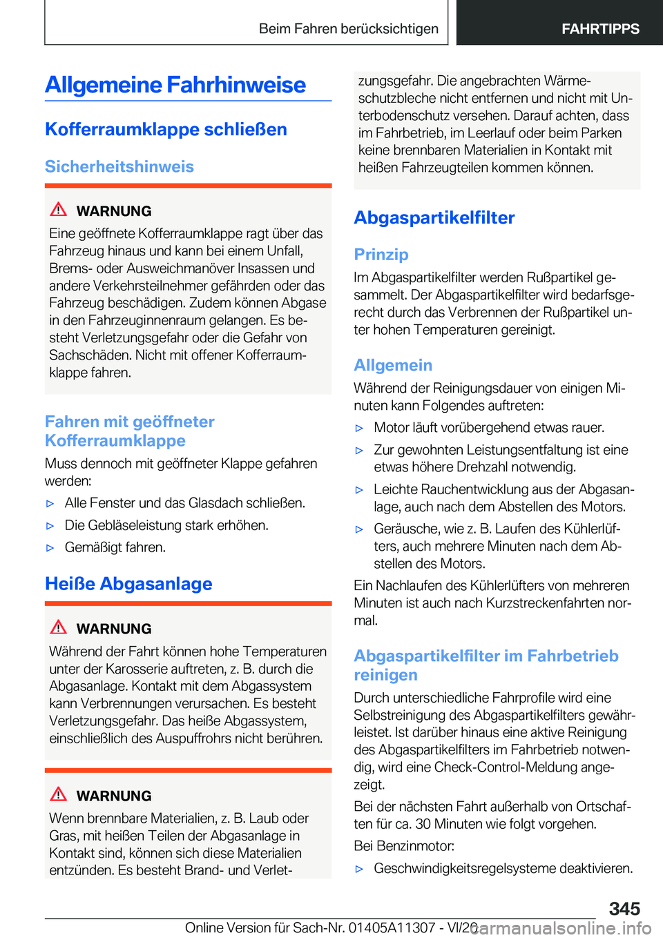 BMW 5 SERIES 2021  Betriebsanleitungen (in German) �A�l�l�g�e�m�e�i�n�e��F�a�h�r�h�i�n�w�e�i�s�e
�K�o�f�f�e�r�r�a�u�m�k�l�a�p�p�e��s�c�h�l�i�e�