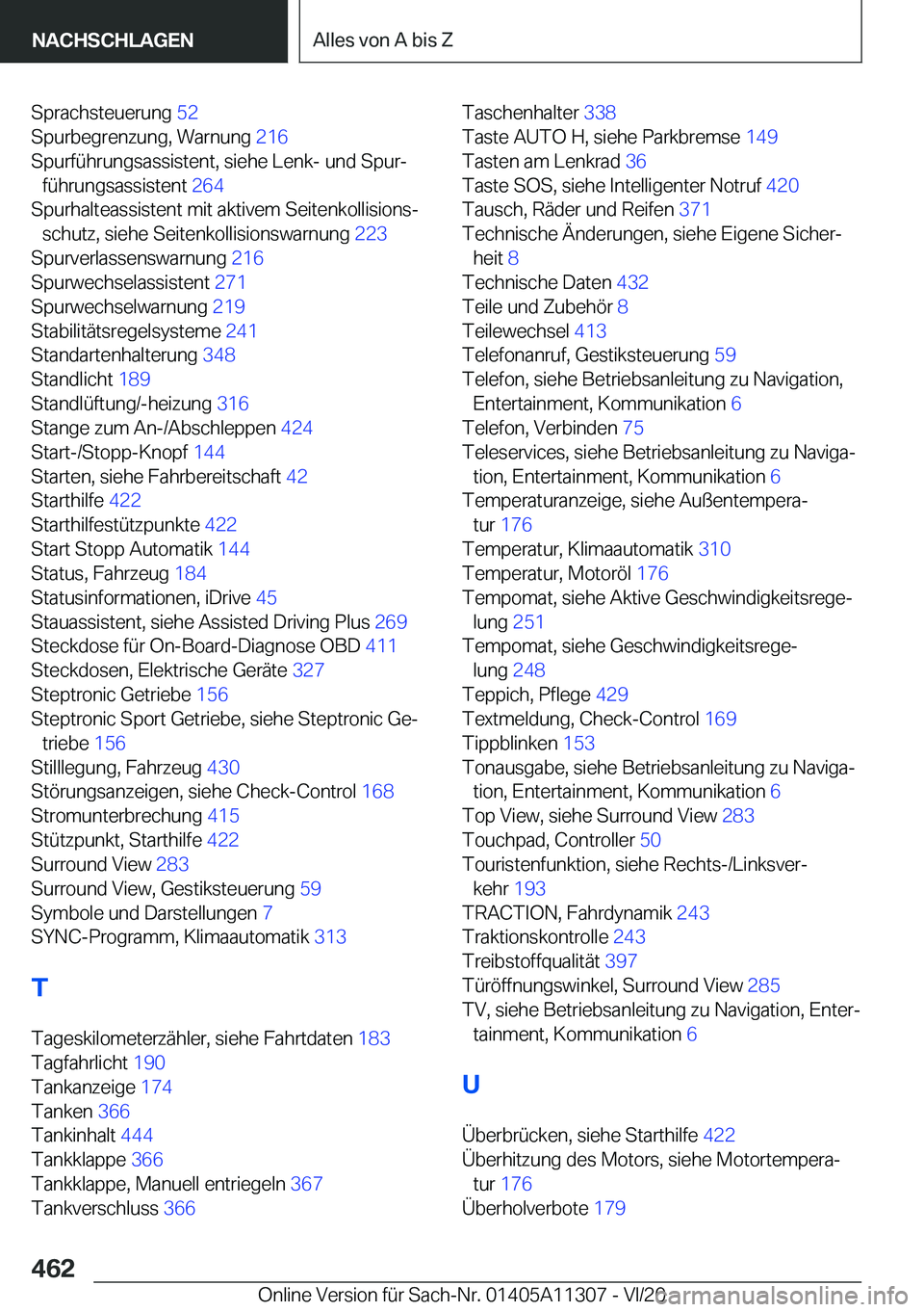 BMW 5 SERIES 2021  Betriebsanleitungen (in German) �S�p�r�a�c�h�s�t�e�u�e�r�u�n�g��5�2�
�S�p�u�r�b�e�g�r�e�n�z�u�n�g�,��W�a�r�n�u�n�g� �2�1�6�
�S�p�u�r�f�