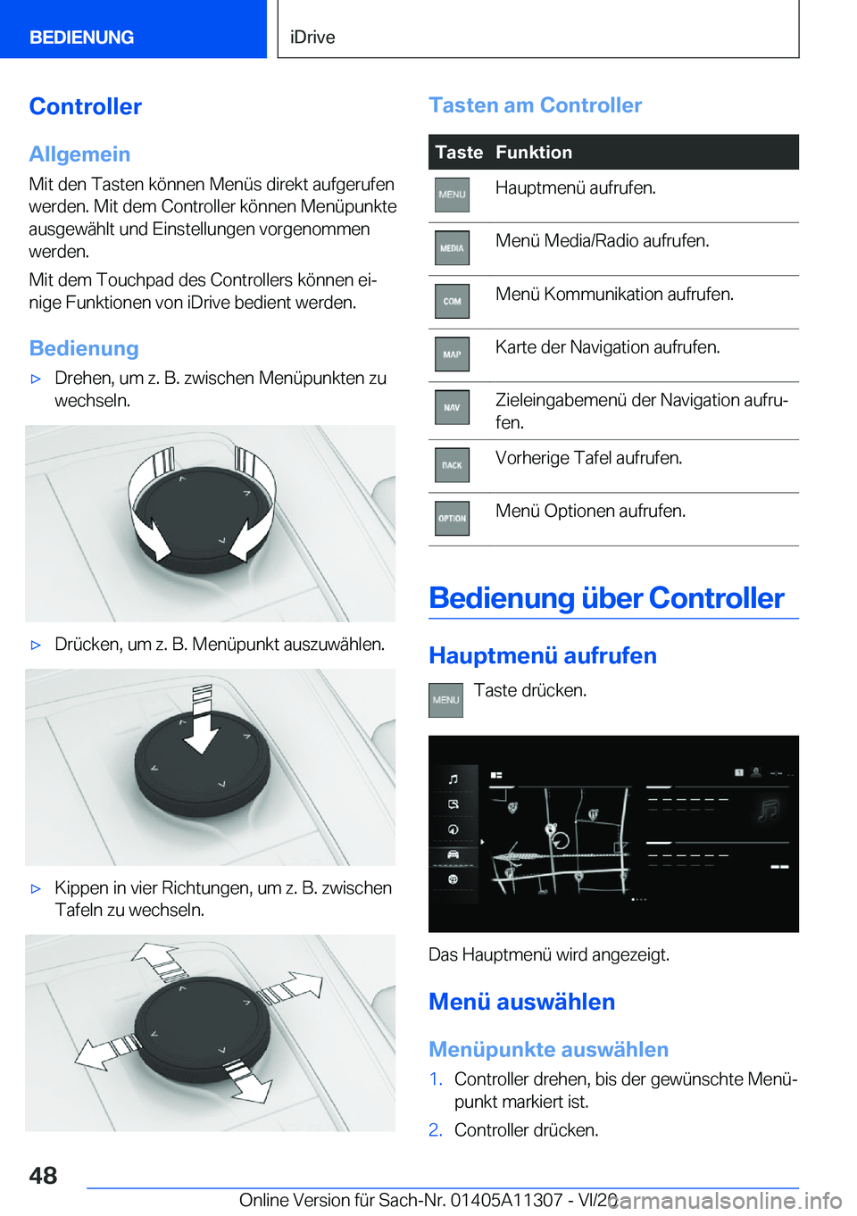 BMW 5 SERIES 2021  Betriebsanleitungen (in German) �C�o�n�t�r�o�l�l�e�r�A�l�l�g�e�m�e�i�n�M�i�t��d�e�n��T�a�s�t�e�n��k�