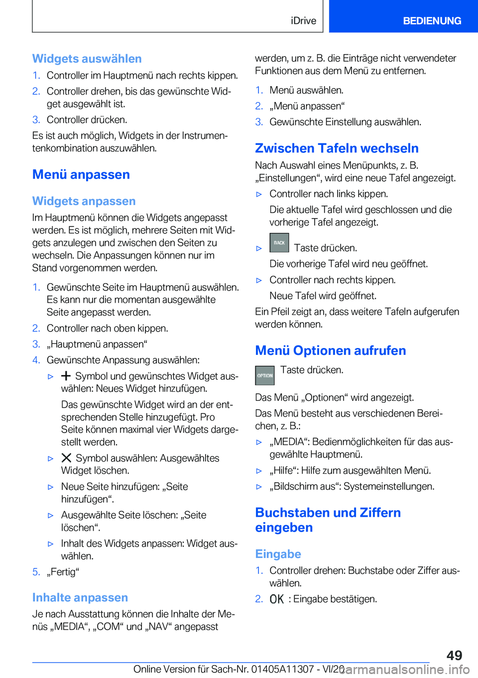 BMW 5 SERIES 2021  Betriebsanleitungen (in German) �W�i�d�g�e�t�s��a�u�s�w�