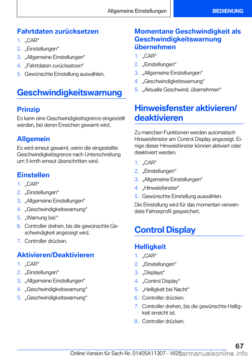 BMW 5 SERIES 2021  Betriebsanleitungen (in German) �F�a�h�r�t�d�a�t�e�n��z�u�r�