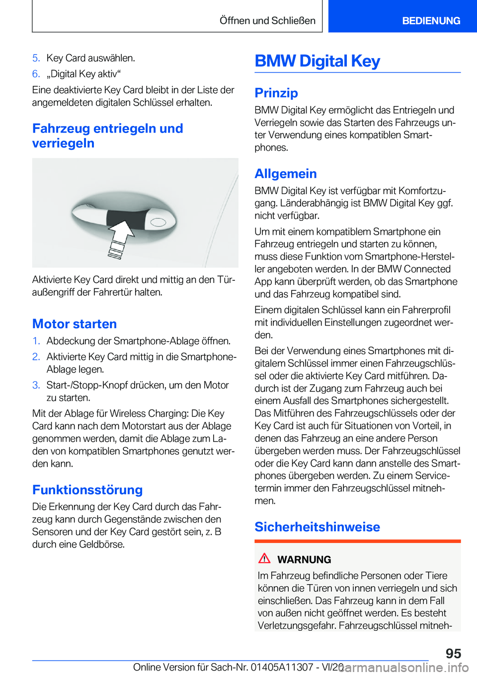 BMW 5 SERIES 2021  Betriebsanleitungen (in German) �5�.�K�e�y��C�a�r�d��a�u�s�w�