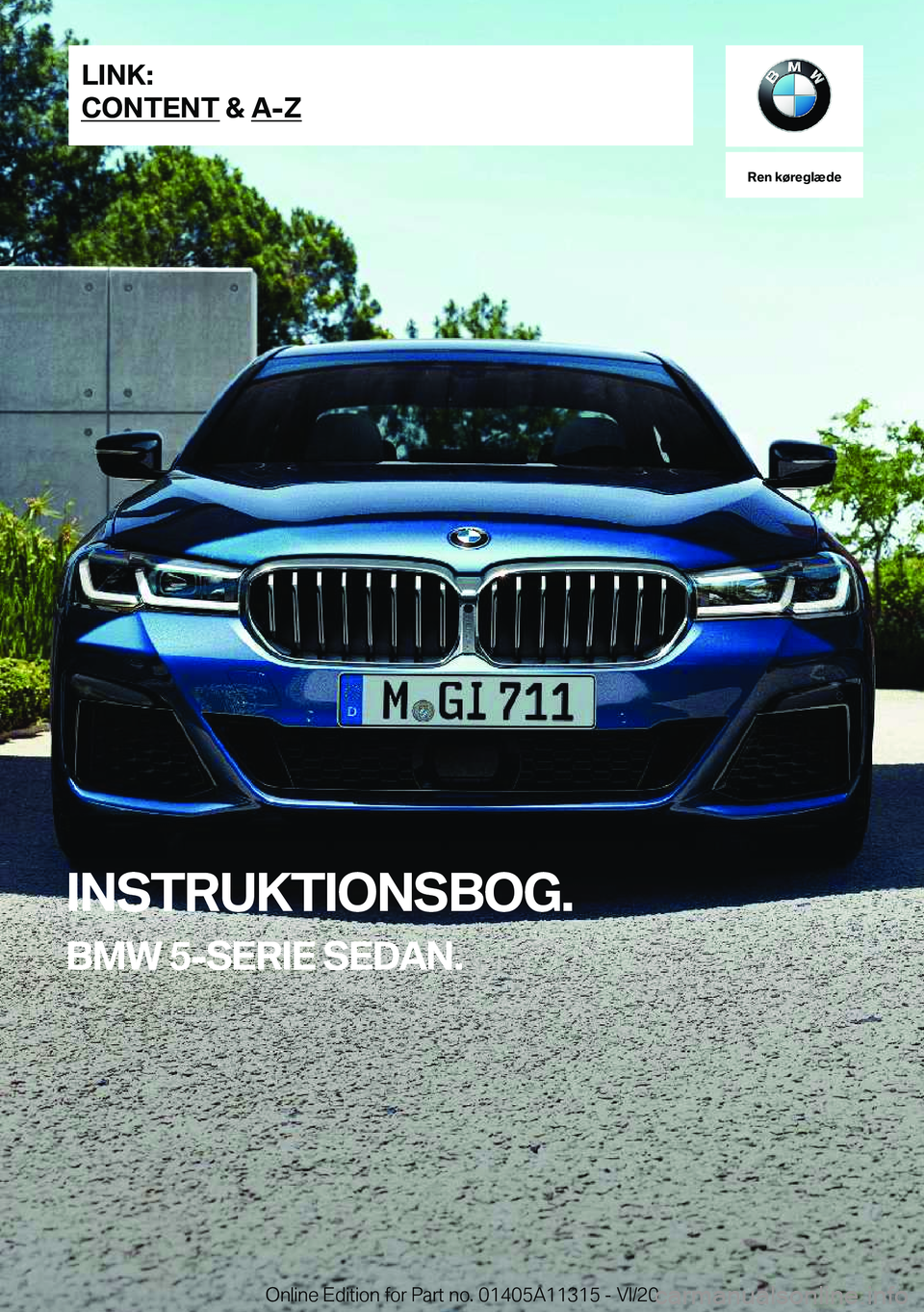 BMW 5 SERIES 2021  InstruktionsbØger (in Danish) �R�e�n��k�