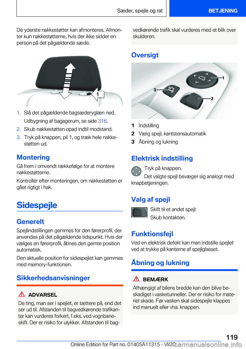 BMW 5 SERIES 2021  InstruktionsbØger (in Danish) �D�e��y�d�e�r�s�t�e��n�a�k�k�e�s�t�