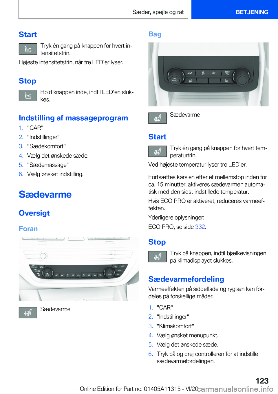 BMW 5 SERIES 2021  InstruktionsbØger (in Danish) �S�t�a�r�t�T�r�y�k��