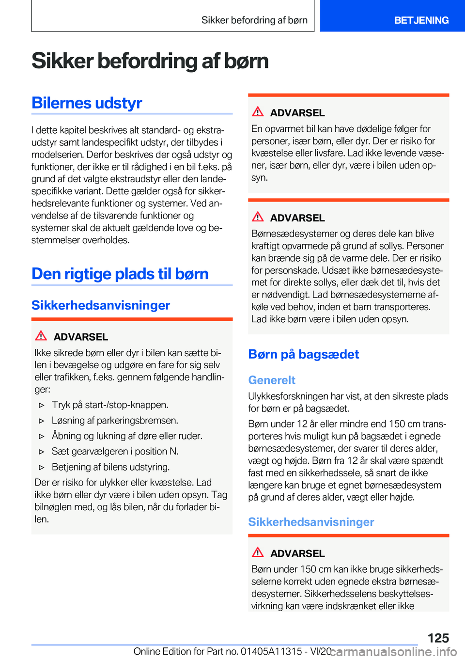 BMW 5 SERIES 2021  InstruktionsbØger (in Danish) �S�i�k�k�e�r��b�e�f�o�r�d�r�i�n�g��a�f��b�