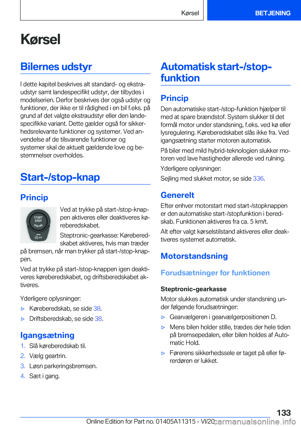 BMW 5 SERIES 2021  InstruktionsbØger (in Danish) �K�