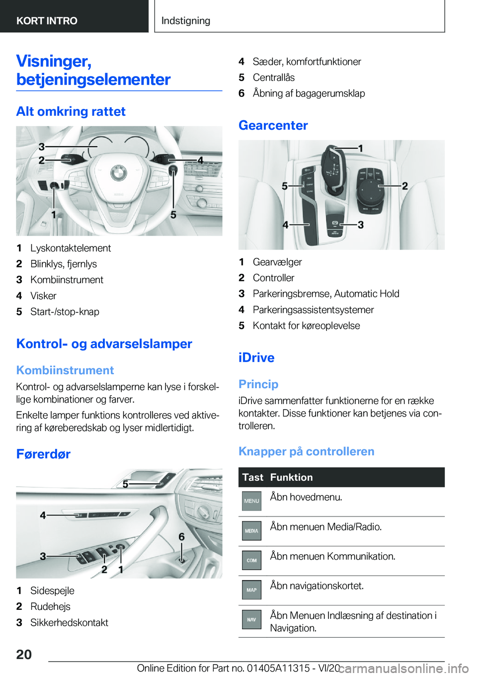 BMW 5 SERIES 2021  InstruktionsbØger (in Danish) �V�i�s�n�i�n�g�e�r�,
�b�e�t�j�e�n�i�n�g�s�e�l�e�m�e�n�t�e�r
�A�l�t��o�m�k�r�i�n�g��r�a�t�t�e�t
�1�L�y�s�k�o�n�t�a�k�t�e�l�e�m�e�n�t�2�B�l�i�n�k�l�y�s�,��f�j�e�r�n�l�y�s�3�K�o�m�b�i�i�n�s�t�r�u�m�e�