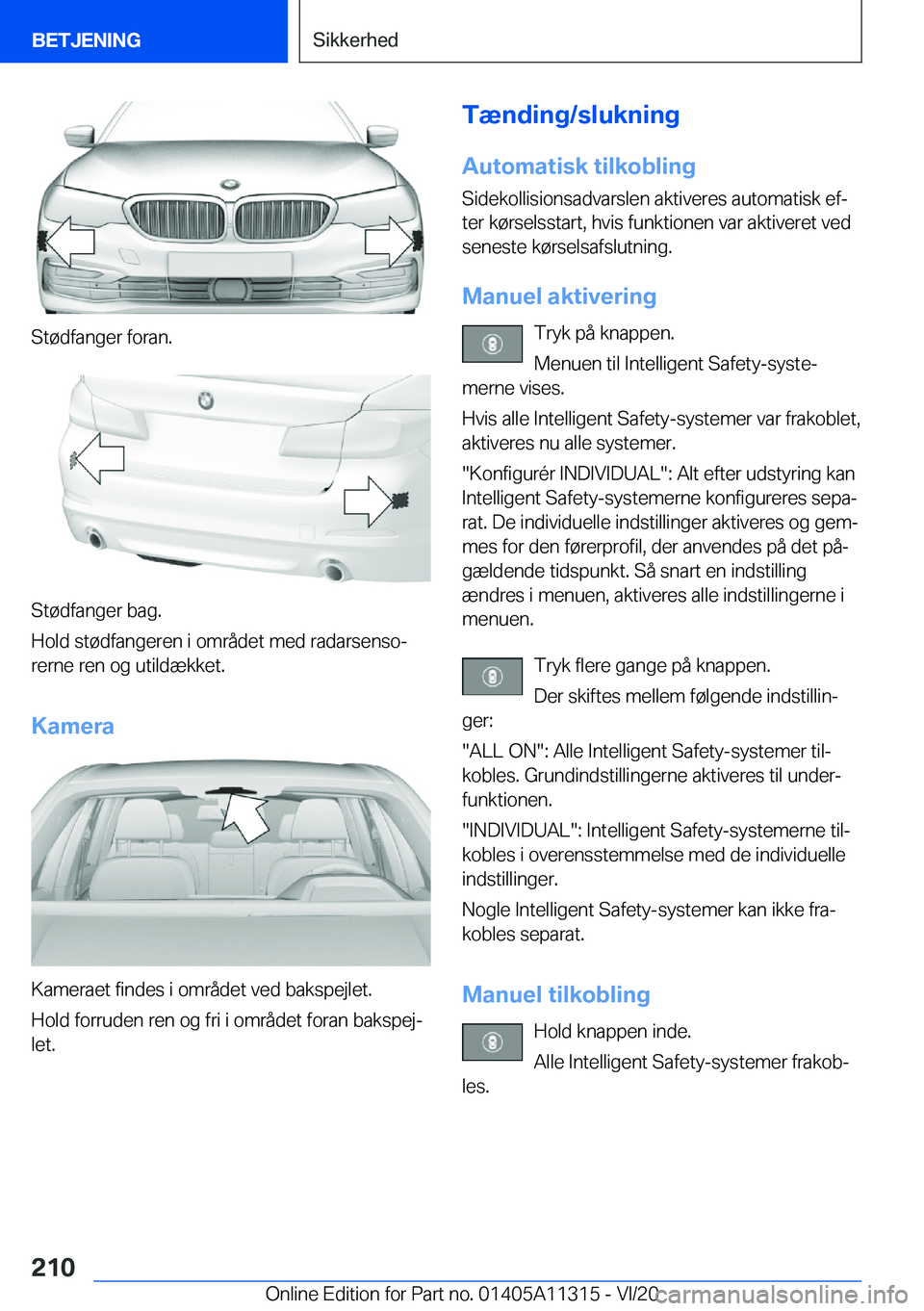 BMW 5 SERIES 2021  InstruktionsbØger (in Danish) �S�t�