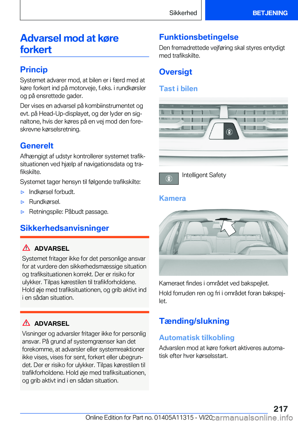 BMW 5 SERIES 2021  InstruktionsbØger (in Danish) �A�d�v�a�r�s�e�l��m�o�d��a�t��k�