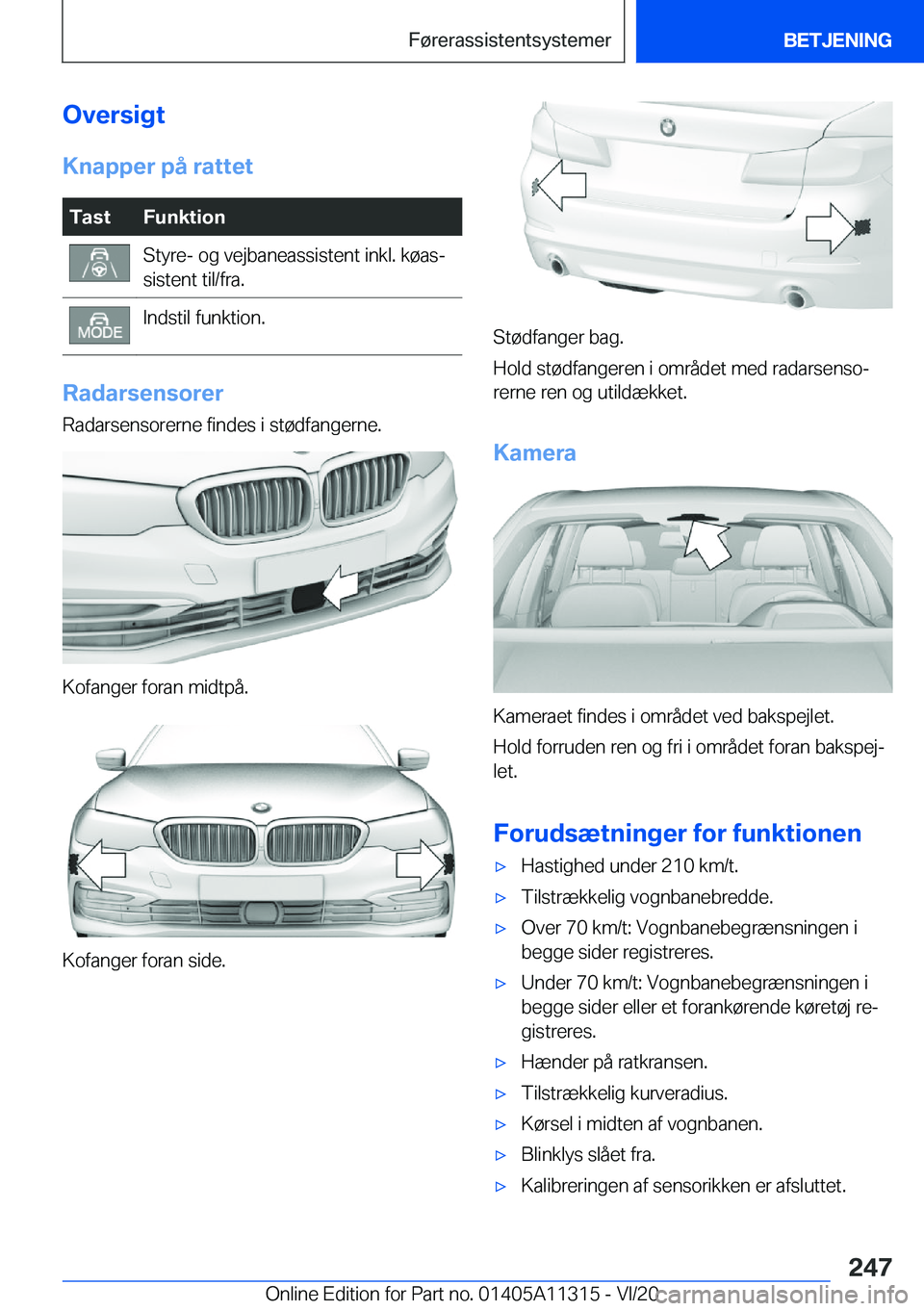 BMW 5 SERIES 2021  InstruktionsbØger (in Danish) �O�v�e�r�s�i�g�t
�K�n�a�p�p�e�r��p�å��r�a�t�t�e�t�T�a�s�t�F�u�n�k�t�i�o�n�S�t�y�r�e�-��o�g��v�e�j�b�a�n�e�a�s�s�i�s�t�e�n�t��i�n�k�l�.��k�