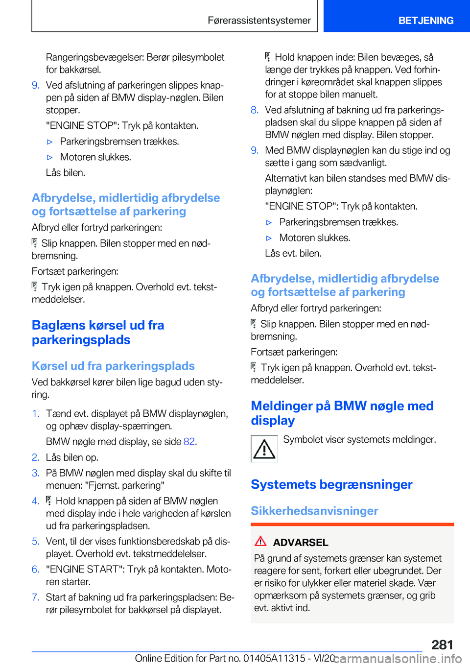 BMW 5 SERIES 2021  InstruktionsbØger (in Danish) �R�a�n�g�e�r�i�n�g�s�b�e�v�æ�g�e�l�s�e�r�:��B�e�r�