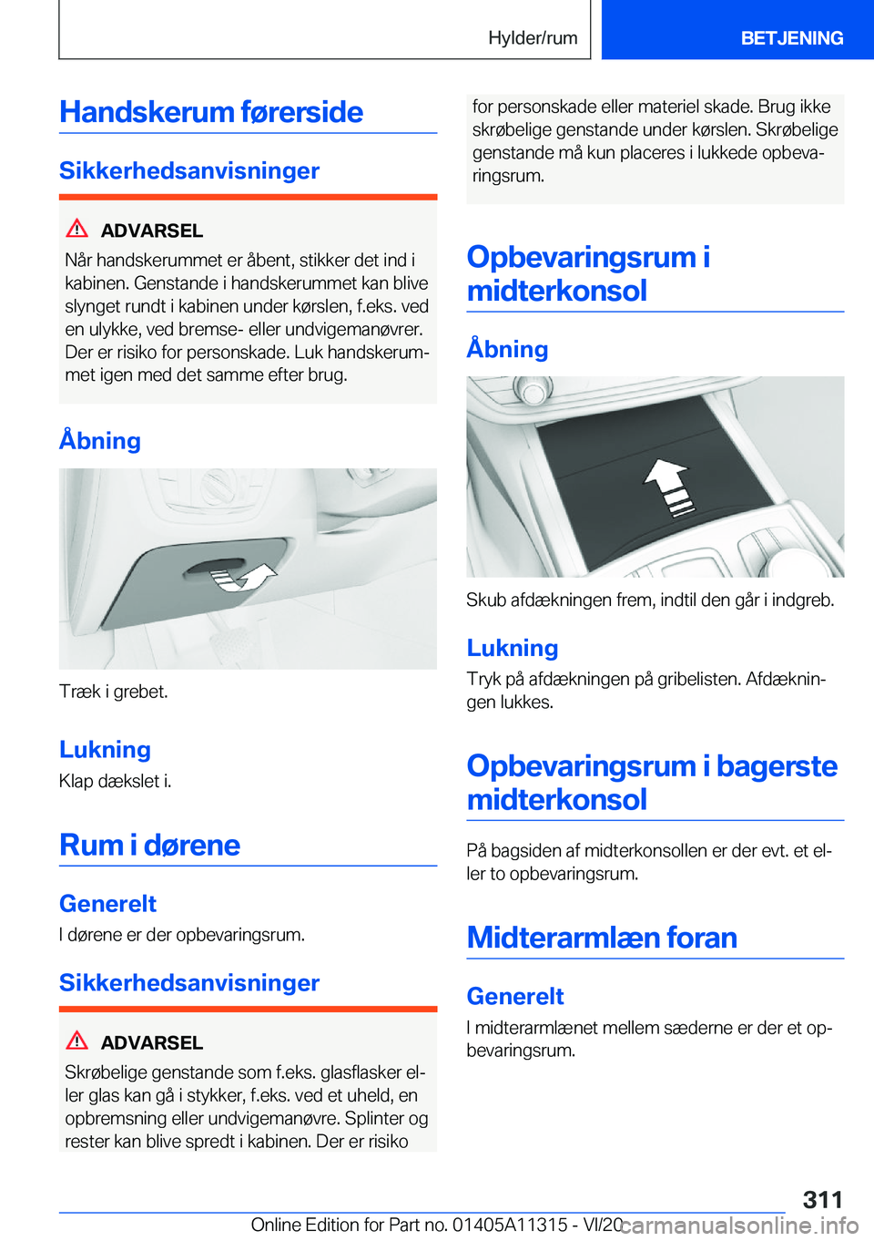 BMW 5 SERIES 2021  InstruktionsbØger (in Danish) �H�a�n�d�s�k�e�r�u�m��f�