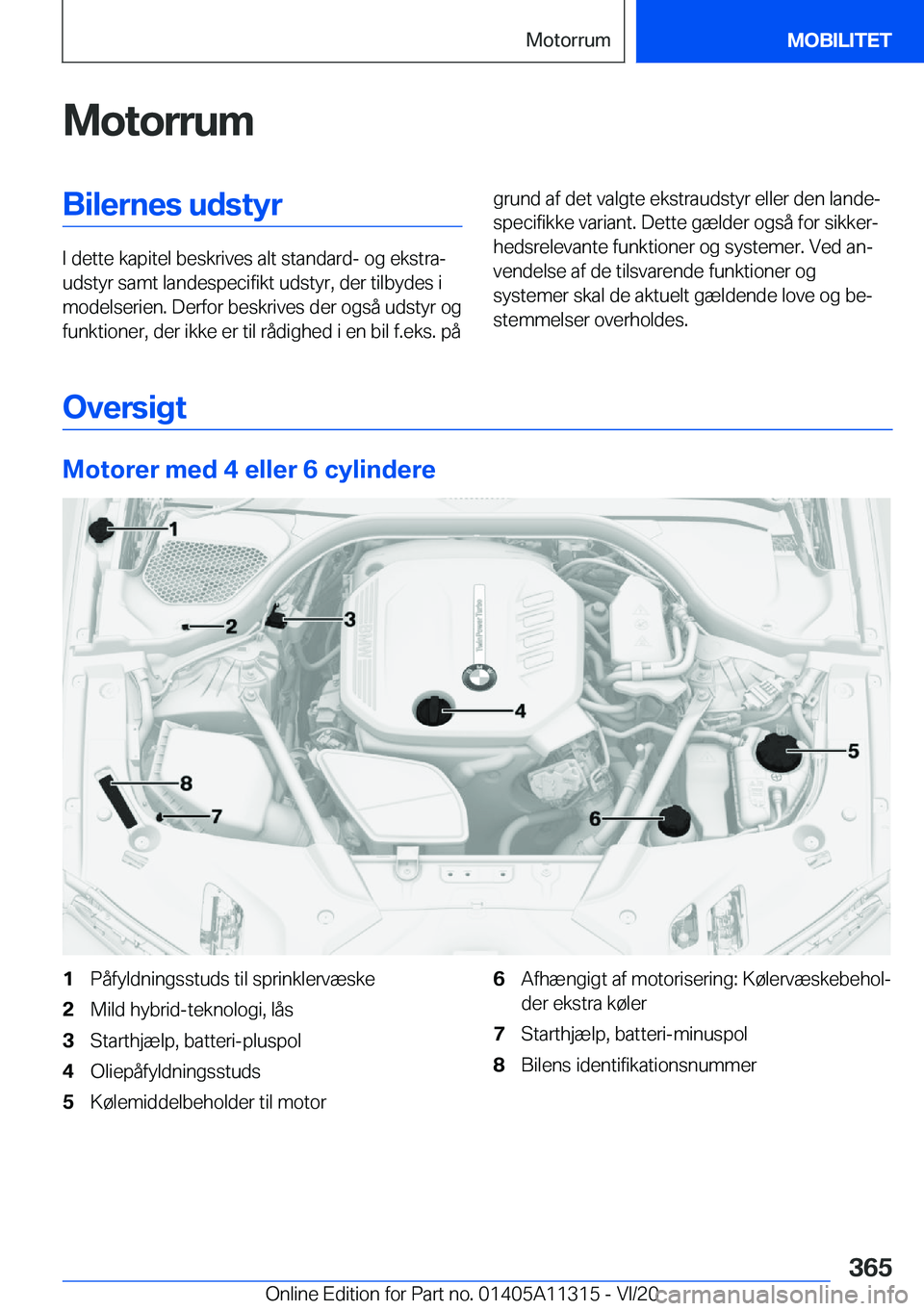 BMW 5 SERIES 2021  InstruktionsbØger (in Danish) �M�o�t�o�r�r�u�m�B�i�l�e�r�n�e�s��u�d�s�t�y�r
�I��d�e�t�t�e��k�a�p�i�t�e�l��b�e�s�k�r�i�v�e�s��a�l�t��s�t�a�n�d�a�r�d�-��o�g��e�k�s�t�r�aj
�u�d�s�t�y�r��s�a�m�t��l�a�n�d�e�s�p�e�c�i�f�i�k�t