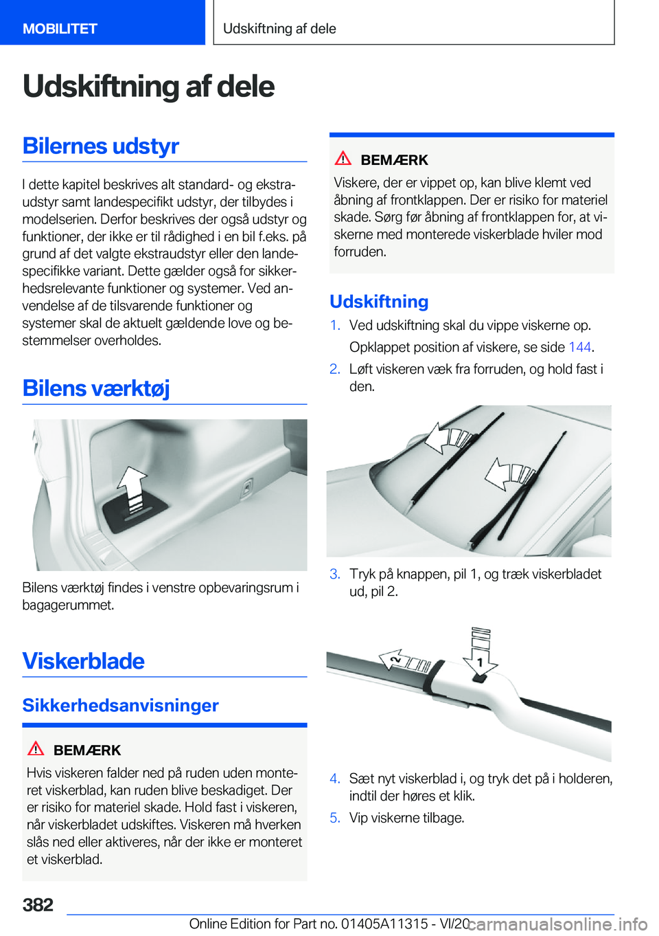 BMW 5 SERIES 2021  InstruktionsbØger (in Danish) �U�d�s�k�i�f�t�n�i�n�g��a�f��d�e�l�e�B�i�l�e�r�n�e�s��u�d�s�t�y�r
�I��d�e�t�t�e��k�a�p�i�t�e�l��b�e�s�k�r�i�v�e�s��a�l�t��s�t�a�n�d�a�r�d�-��o�g��e�k�s�t�r�aj
�u�d�s�t�y�r��s�a�m�t��l�a�n