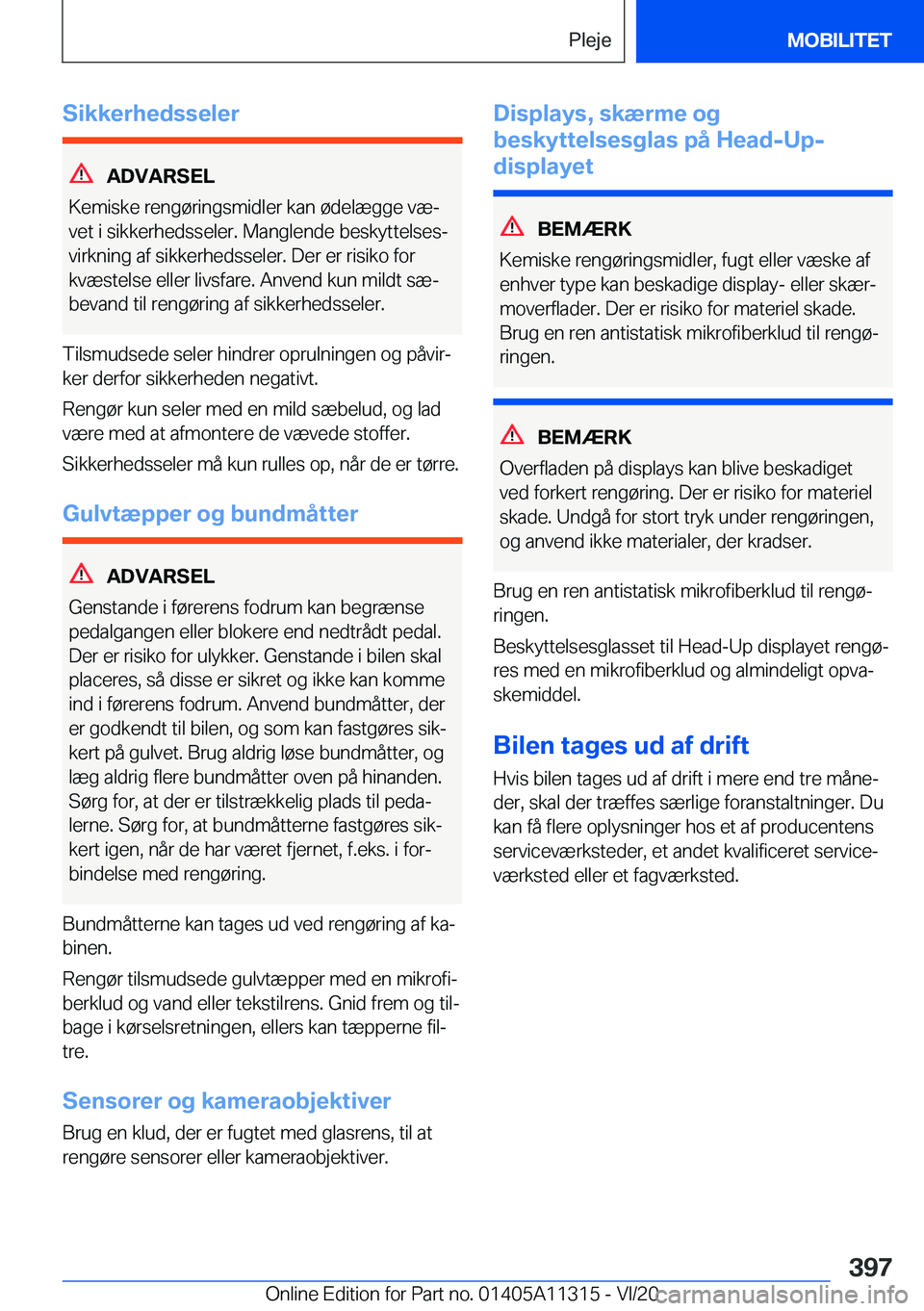 BMW 5 SERIES 2021  InstruktionsbØger (in Danish) �S�i�k�k�e�r�h�e�d�s�s�e�l�e�r
�A�D�V�A�R�S�E�L
�K�e�m�i�s�k�e��r�e�n�g�