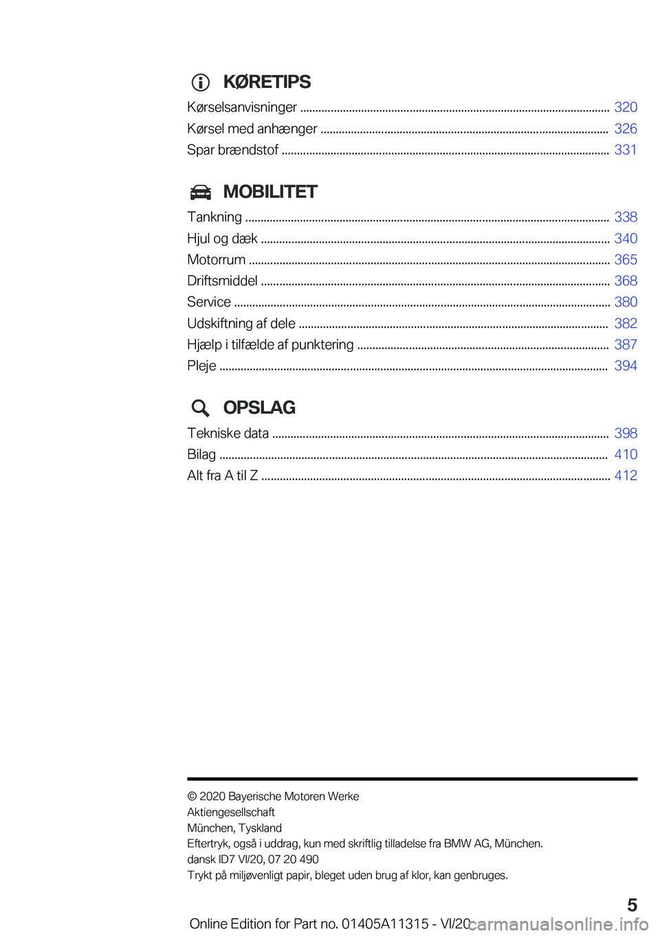 BMW 5 SERIES 2021  InstruktionsbØger (in Danish) �K�