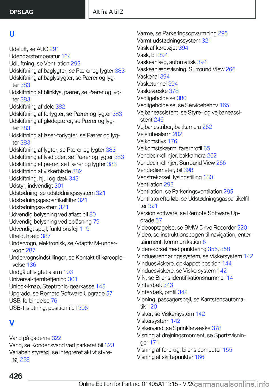 BMW 5 SERIES 2021  InstruktionsbØger (in Danish) �U
�U�d�e�l�u�f�t�,��s�e��A�U�C� �2�9�1�
�U�d�e�n�d�