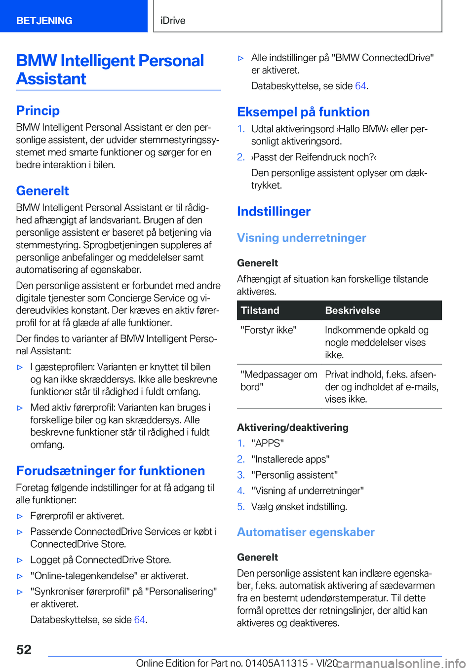BMW 5 SERIES 2021  InstruktionsbØger (in Danish) �B�M�W��I�n�t�e�l�l�i�g�e�n�t��P�e�r�s�o�n�a�l�A�s�s�i�s�t�a�n�t
�P�r�i�n�c�i�p �B�M�W��I�n�t�e�l�l�i�g�e�n�t��P�e�r�s�o�n�a�l��A�s�s�i�s�t�a�n�t��e�r��d�e�n��p�e�rj�s�o�n�l�i�g�e��a�s�s�i�s