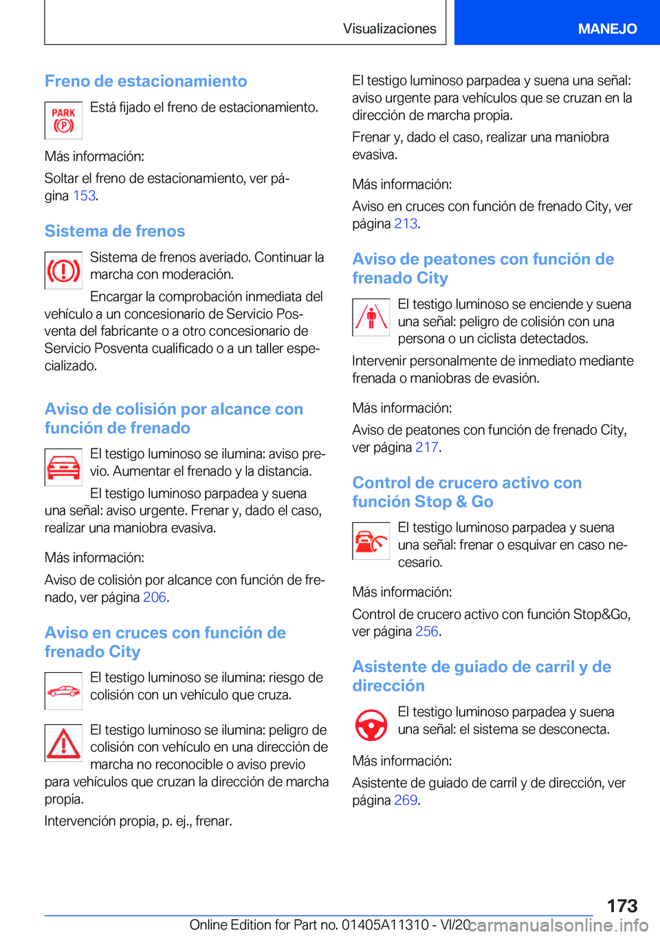 BMW 5 SERIES 2021  Manuales de Empleo (in Spanish) �F�r�e�n�o��d�e��e�s�t�a�c�i�o�n�a�m�i�e�n�t�o�E�s�t�