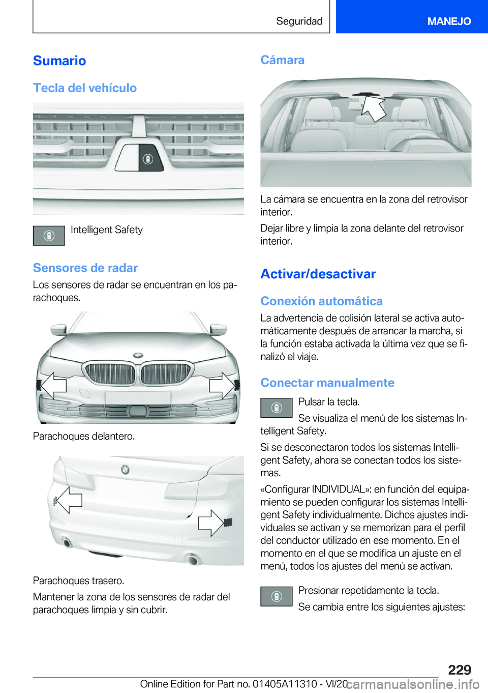 BMW 5 SERIES 2021  Manuales de Empleo (in Spanish) �S�u�m�a�r�i�o�T�e�c�l�a��d�e�l��v�e�h�