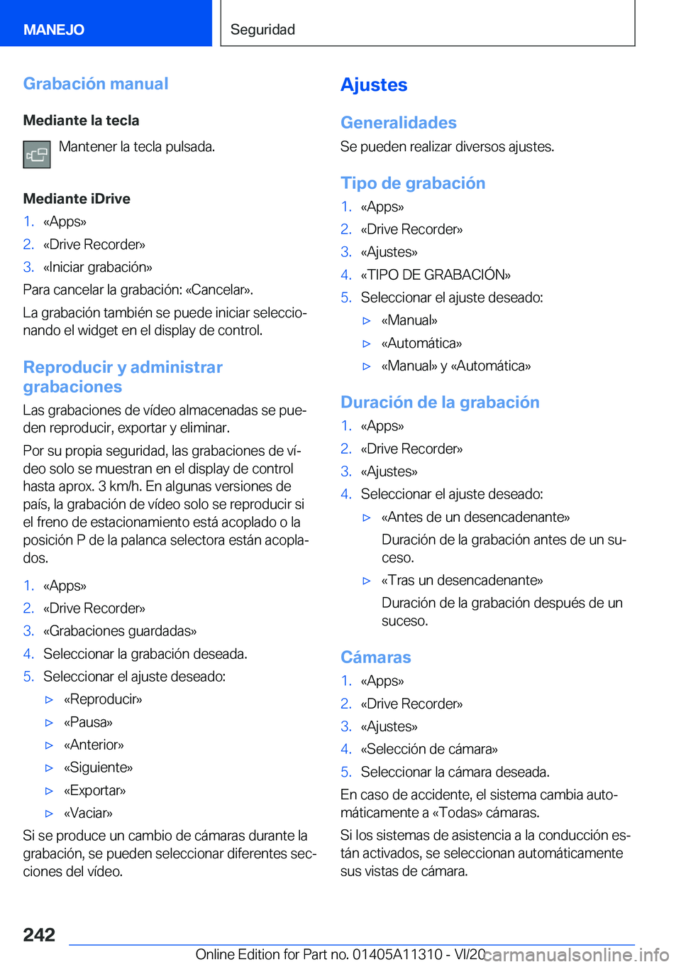 BMW 5 SERIES 2021  Manuales de Empleo (in Spanish) �G�r�a�b�a�c�i�