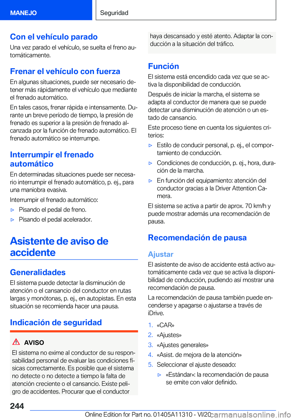 BMW 5 SERIES 2021  Manuales de Empleo (in Spanish) �C�o�n��e�l��v�e�h�