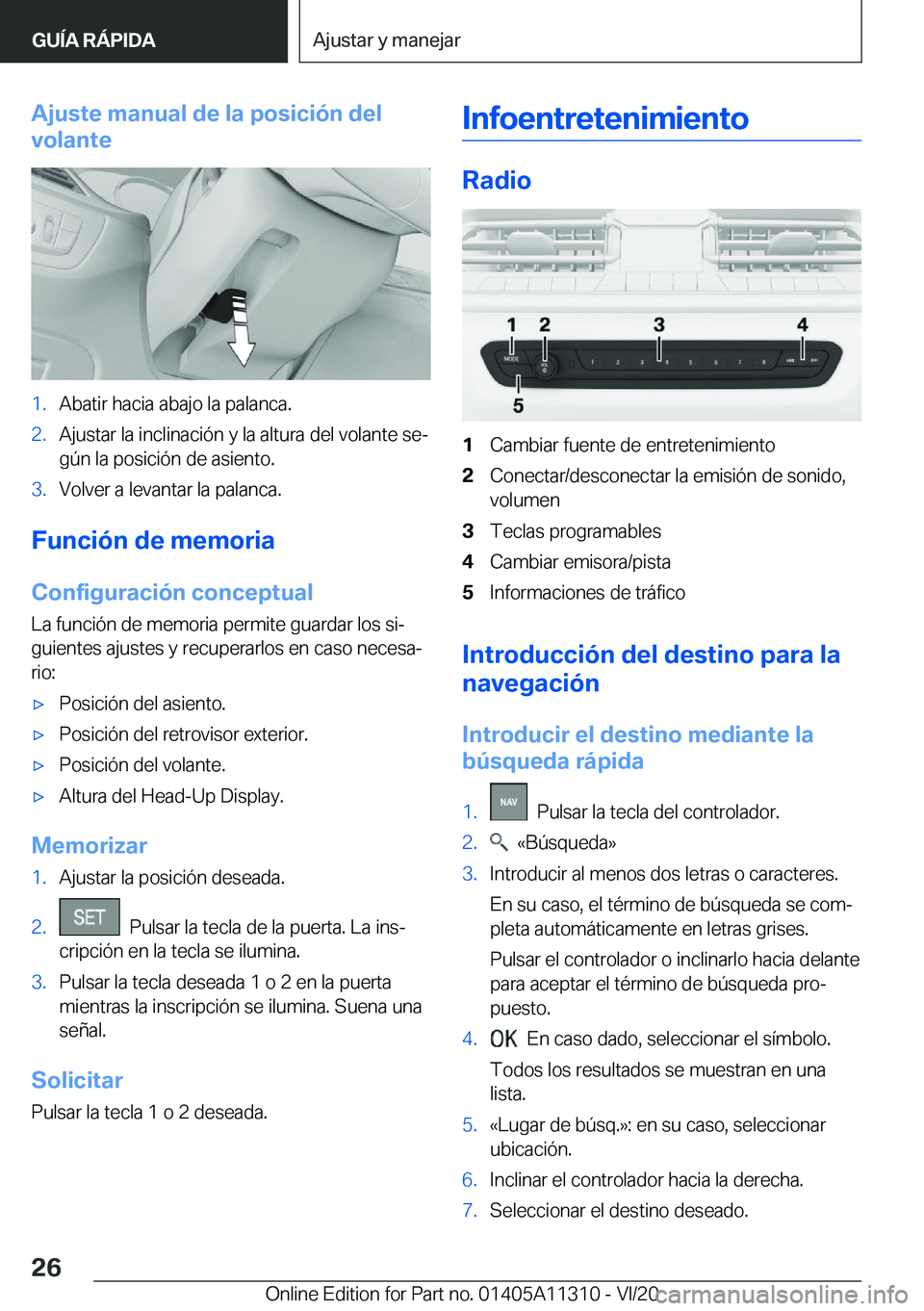 BMW 5 SERIES 2021  Manuales de Empleo (in Spanish) �A�j�u�s�t�e��m�a�n�u�a�l��d�e��l�a��p�o�s�i�c�i�