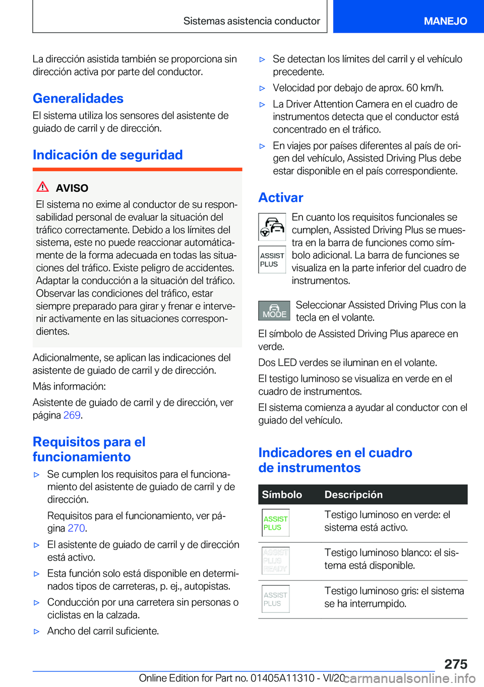 BMW 5 SERIES 2021  Manuales de Empleo (in Spanish) �L�a��d�i�r�e�c�c�i�