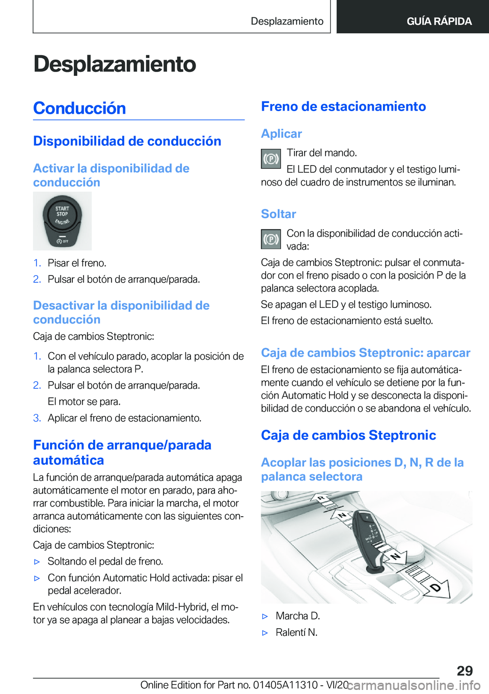 BMW 5 SERIES 2021  Manuales de Empleo (in Spanish) �D�e�s�p�l�a�z�a�m�i�e�n�t�o�C�o�n�d�u�c�c�i�