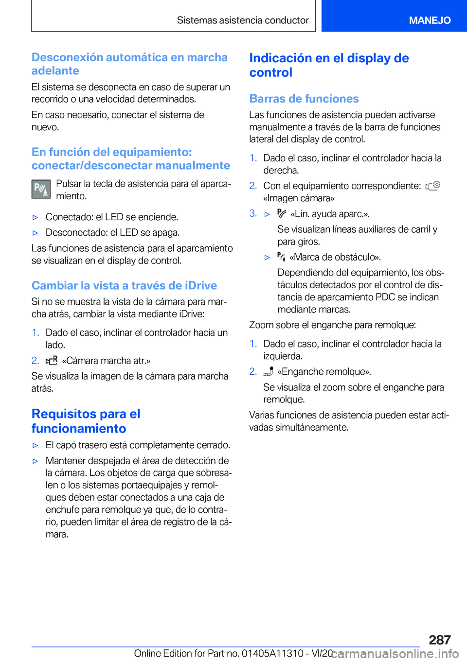 BMW 5 SERIES 2021  Manuales de Empleo (in Spanish) �D�e�s�c�o�n�e�x�i�