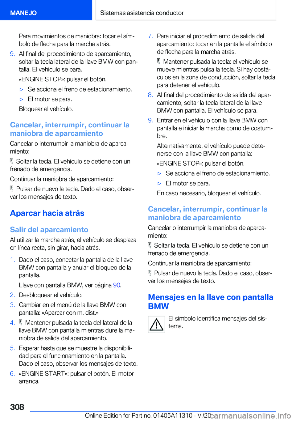BMW 5 SERIES 2021  Manuales de Empleo (in Spanish) �P�a�r�a��m�o�v�i�m�i�e�n�t�o�s��d�e��m�a�n�i�o�b�r�a�:��t�o�c�a�r��e�l��s�