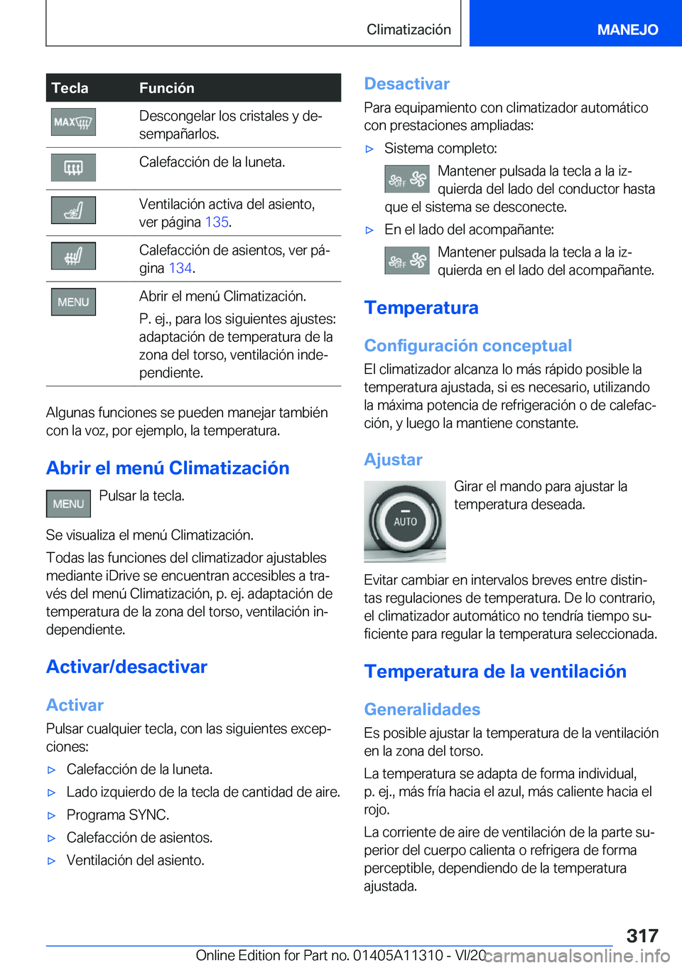 BMW 5 SERIES 2021  Manuales de Empleo (in Spanish) �T�e�c�l�a�F�u�n�c�i�