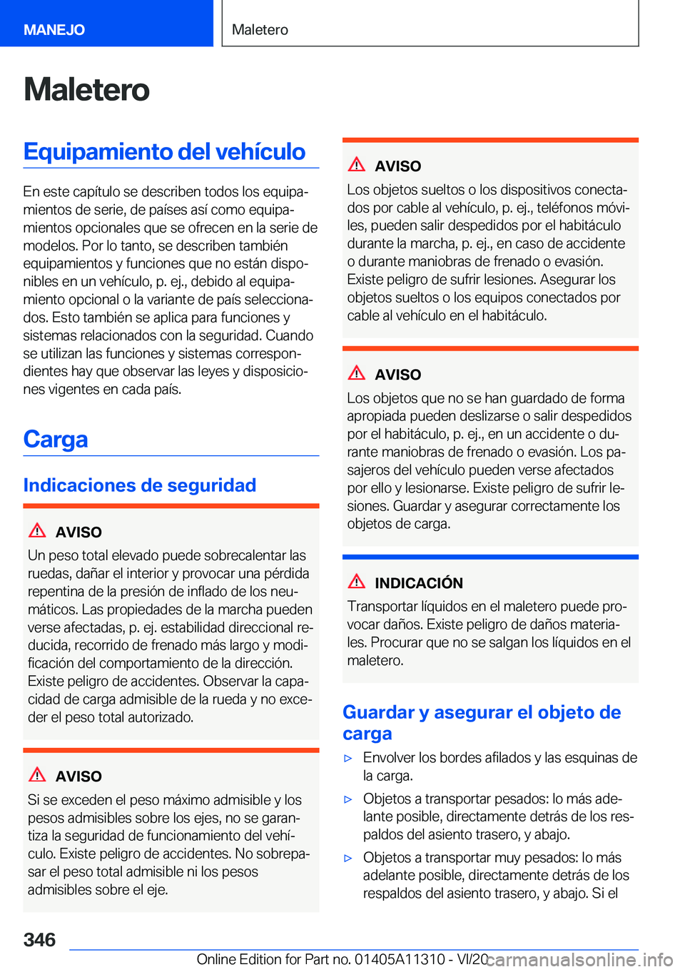 BMW 5 SERIES 2021  Manuales de Empleo (in Spanish) �M�a�l�e�t�e�r�o�E�q�u�i�p�a�m�i�e�n�t�o��d�e�l��v�e�h�