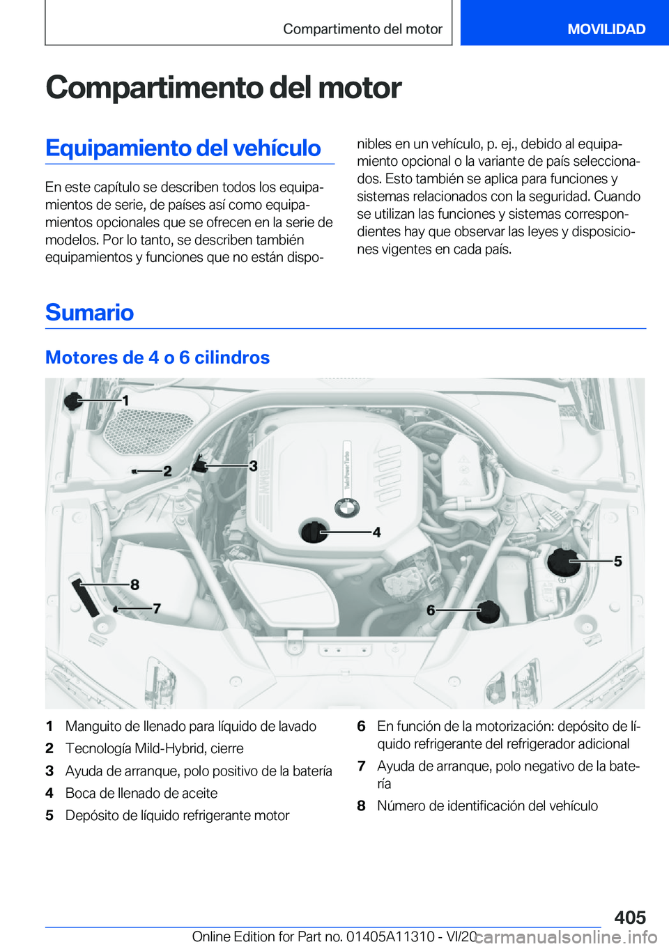 BMW 5 SERIES 2021  Manuales de Empleo (in Spanish) �C�o�m�p�a�r�t�i�m�e�n�t�o��d�e�l��m�o�t�o�r�E�q�u�i�p�a�m�i�e�n�t�o��d�e�l��v�e�h�
