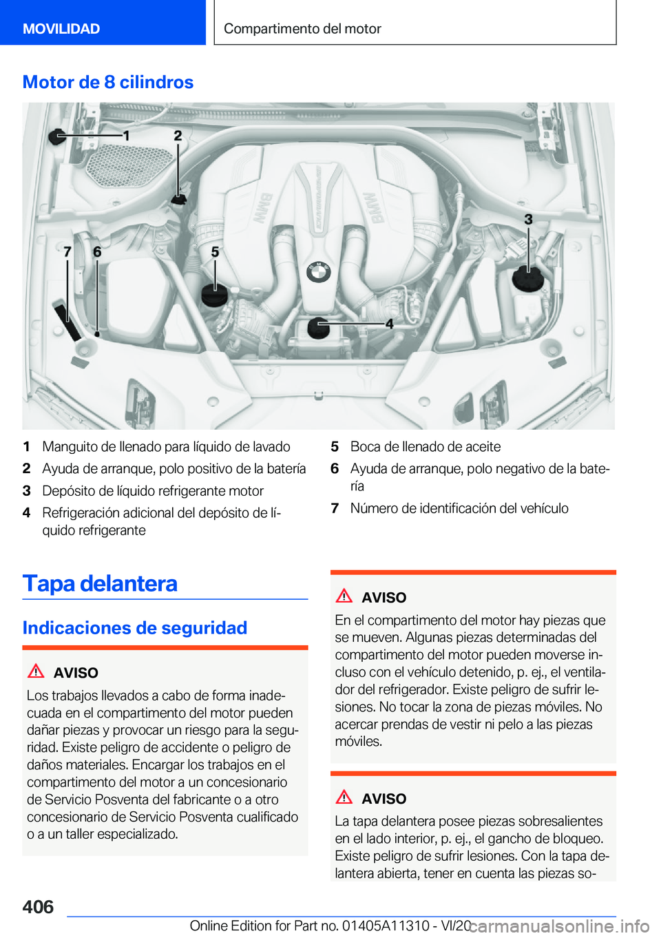 BMW 5 SERIES 2021  Manuales de Empleo (in Spanish) �M�o�t�o�r��d�e��8��c�i�l�i�n�d�r�o�s�1�M�a�n�g�u�i�t�o��d�e��l�l�e�n�a�d�o��p�a�r�a��l�