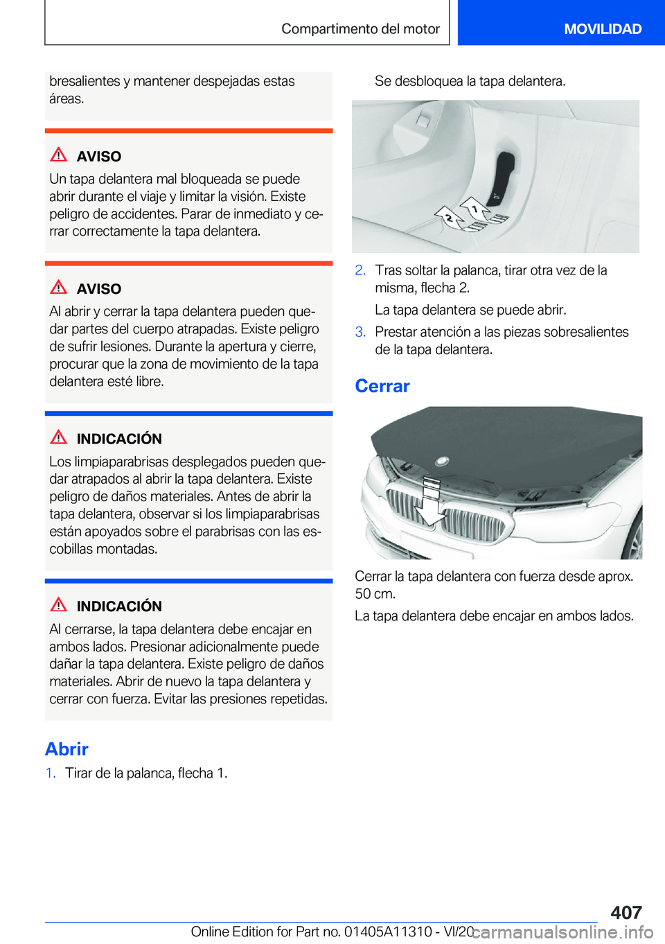 BMW 5 SERIES 2021  Manuales de Empleo (in Spanish) �b�r�e�s�a�l�i�e�n�t�e�s��y��m�a�n�t�e�n�e�r��d�e�s�p�e�j�a�d�a�s��e�s�t�a�s�