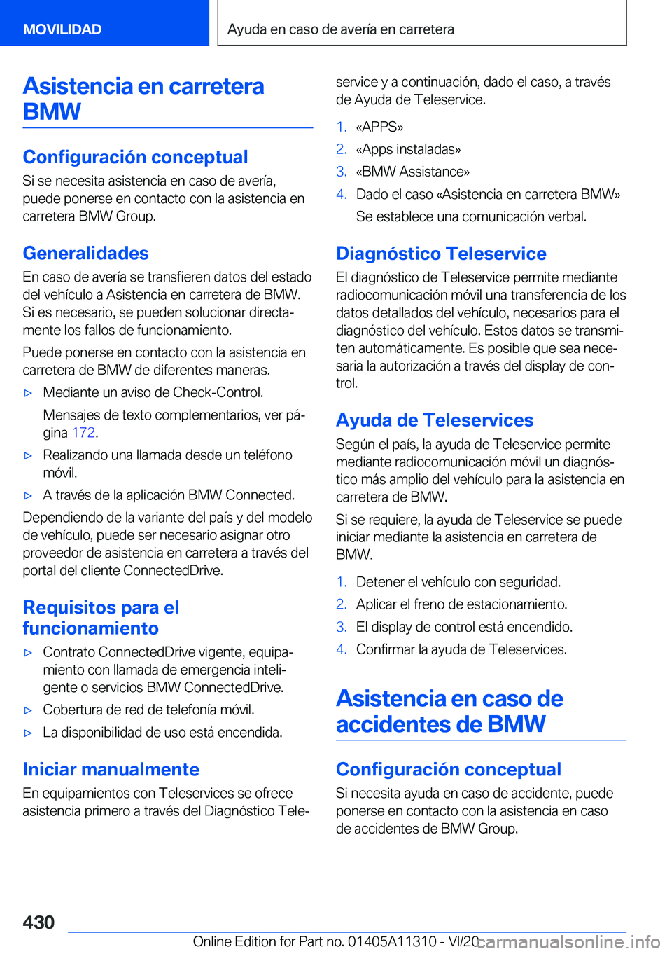 BMW 5 SERIES 2021  Manuales de Empleo (in Spanish) �A�s�i�s�t�e�n�c�i�a��e�n��c�a�r�r�e�t�e�r�a�B�M�W
�C�o�n�f�i�g�u�r�a�c�i�